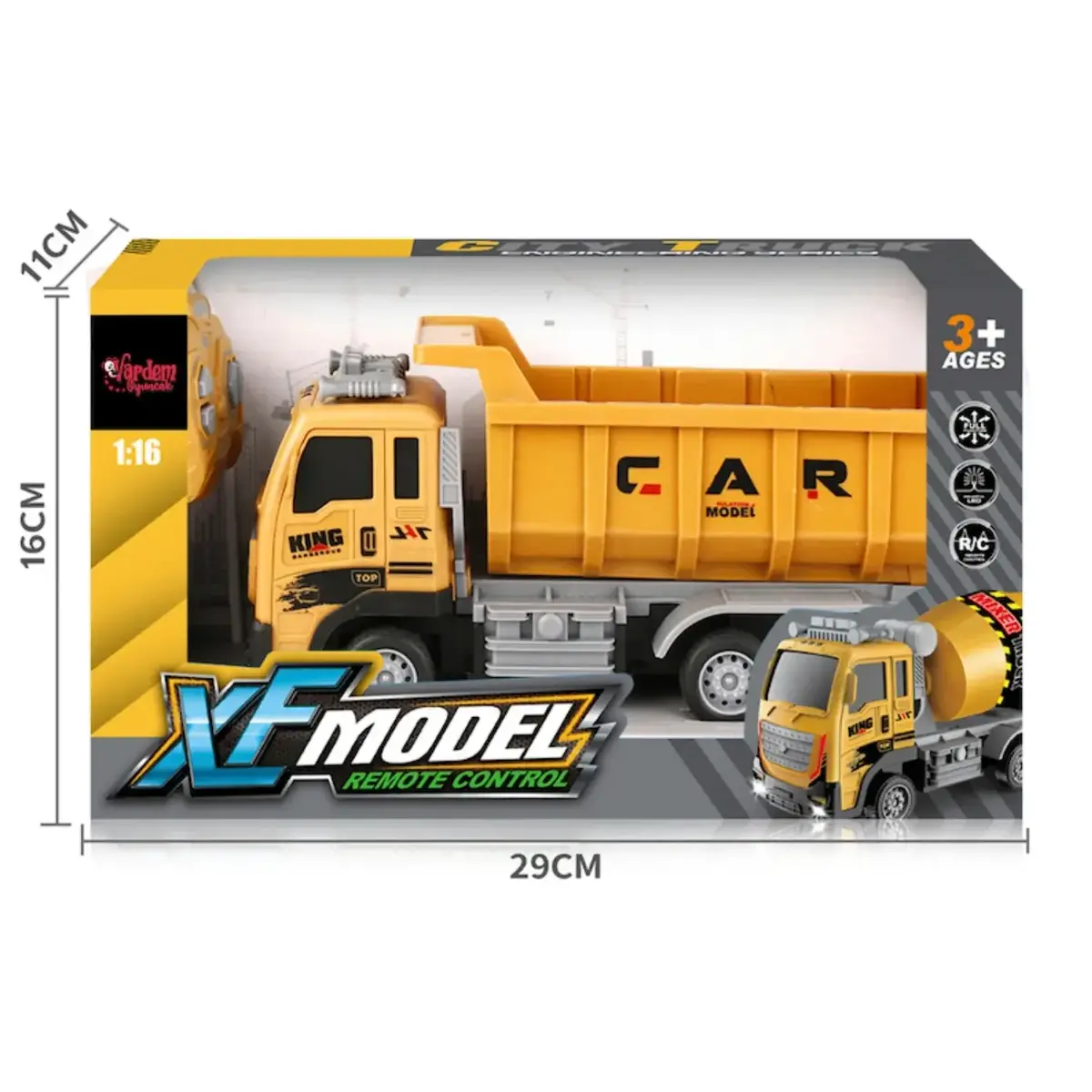 Vardem Kutulu Uzaktan Kumandalı Full Fonksiyon Şarjlı 1:16 XF Model İş Kamyonu