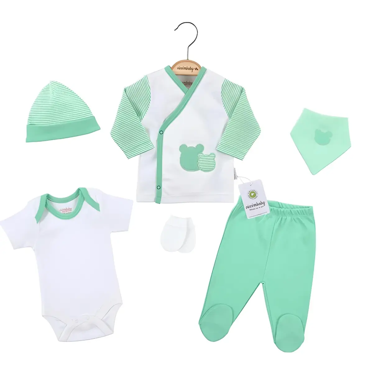 Ciccim Baby Zıbın Takımı Bodyli Ayıcık Çağla Yeşili Ciccim Baby Zıbın Takımı Bodyli Ayıcık Çağla Yeşili