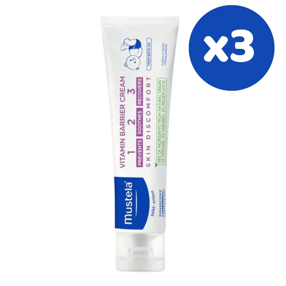 Mustela Vitamin Bariyer 1-2-3 Bebek Pişik Kremi 100 ml x 3 Adet