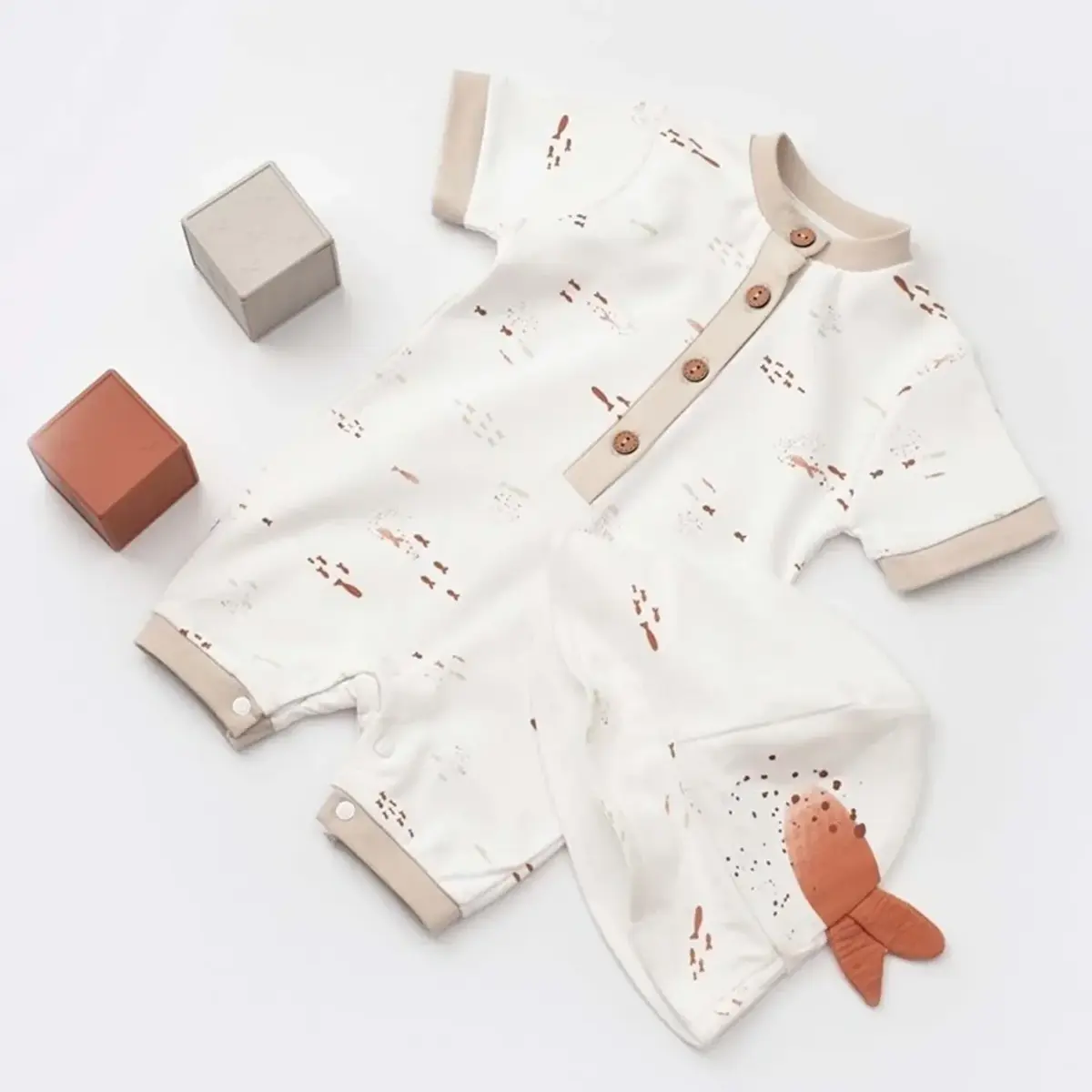 Bibaby Organik Tulum Şortlu Magic Starfish Latte