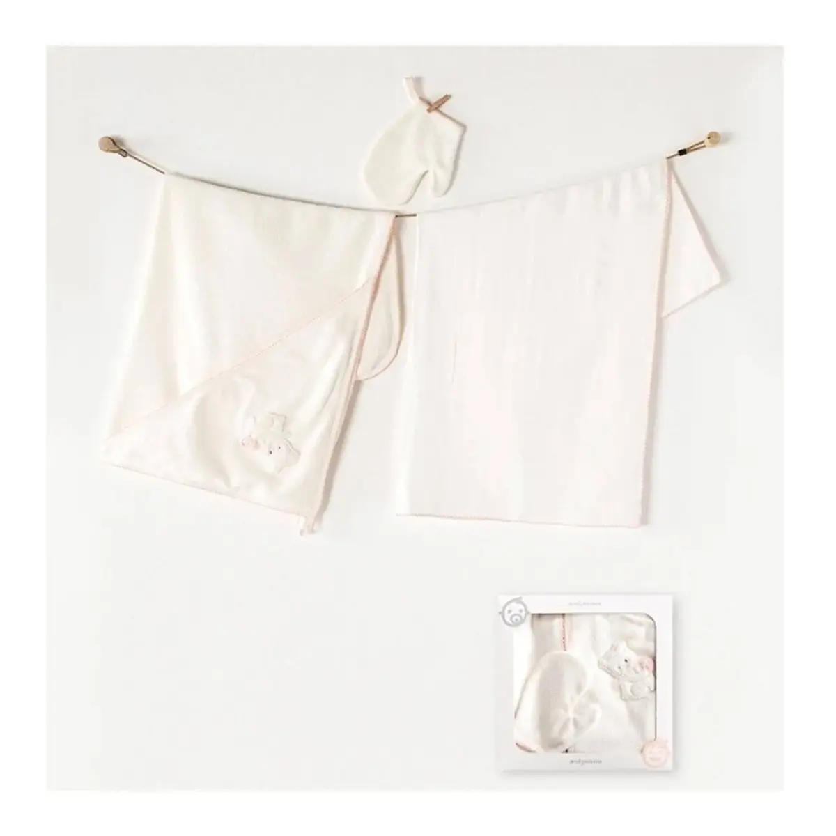 Andy Wawa Havlu Takımı 3lü Müslin Heart To Heart Ekru