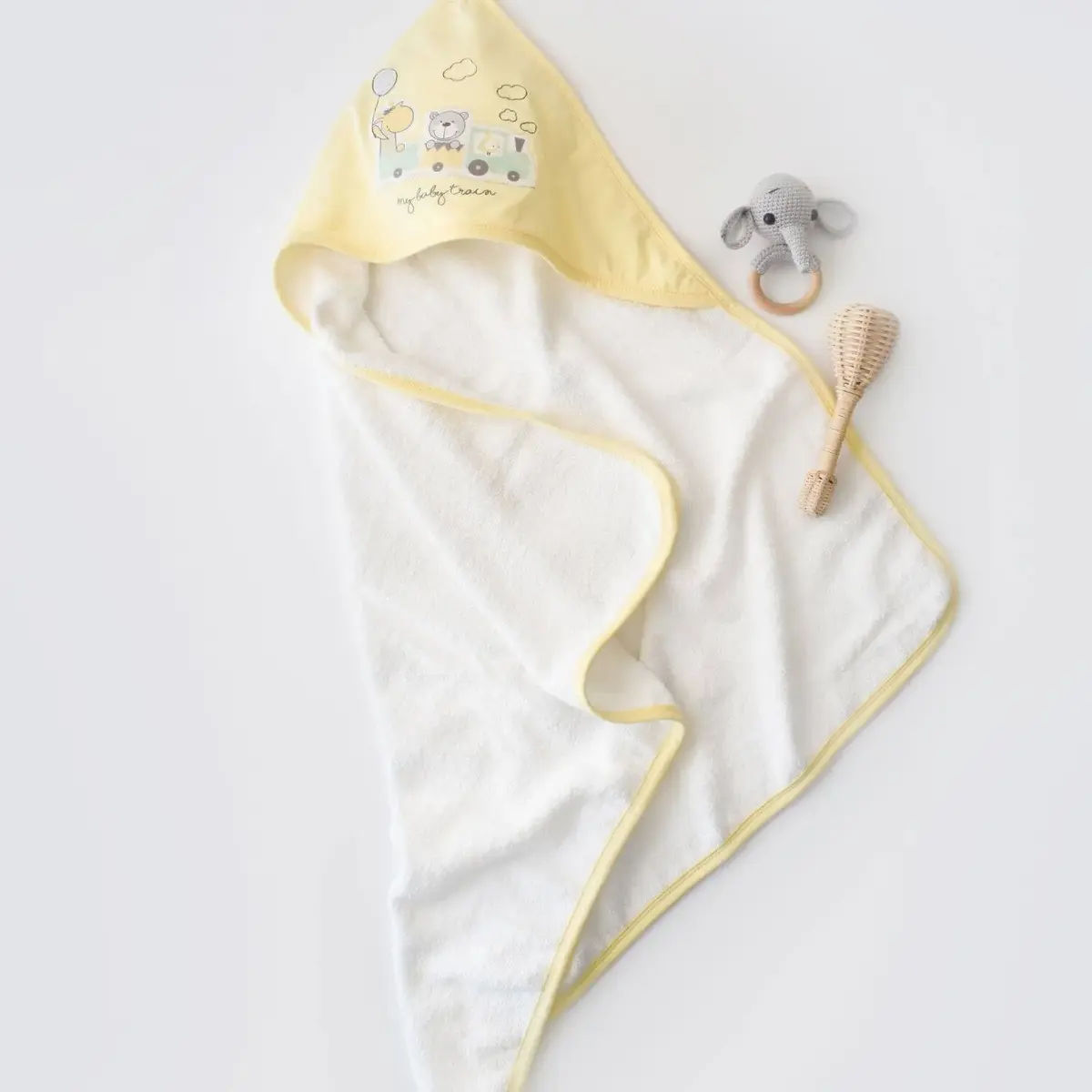 Bibaby Havlu Baby Train Ekru - Sarı