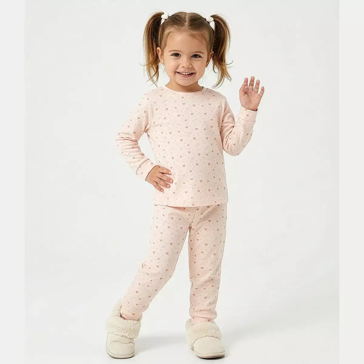 Ella Bonna Pijama Takımı Somon Kalp