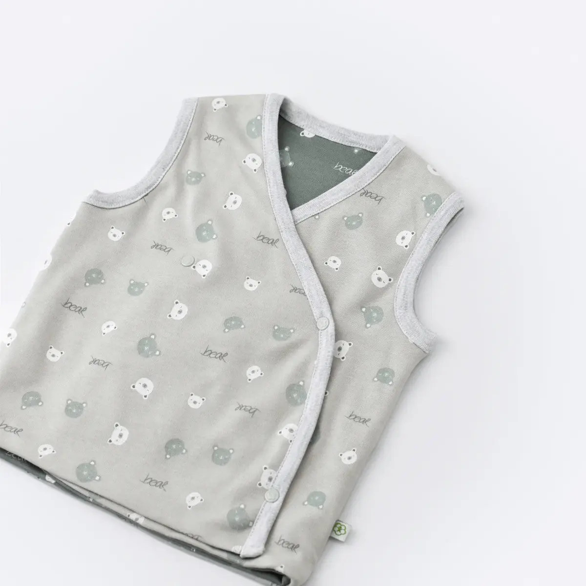 Bibaby Organik Yelek Çift Taraflı Hug Me Bear Yeşil