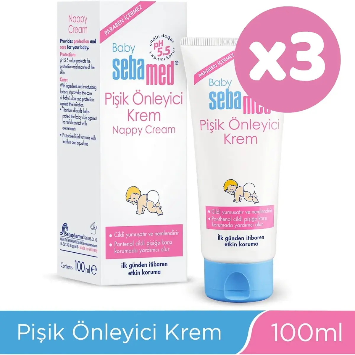 Sebamed Bebek Pişik Kremi 100 ml x3