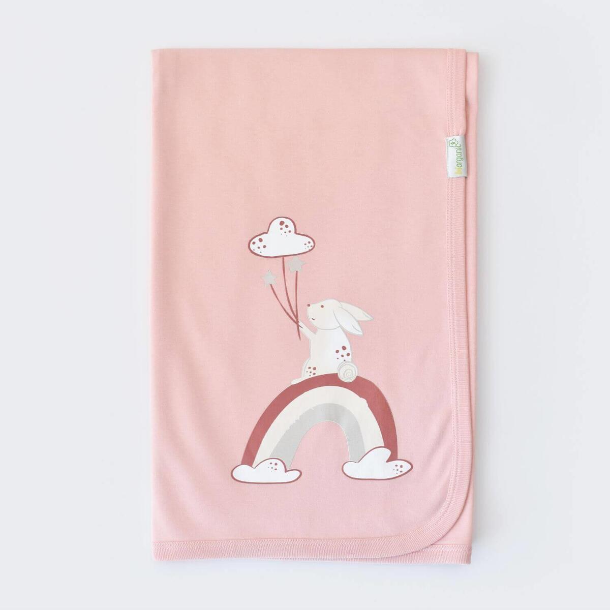 Bibaby Organik Battaniye Live Color Rabbit Somon