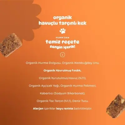 Organik Glutensiz Vegan Havuçlu ve Tarçınlı Kek 30 gr