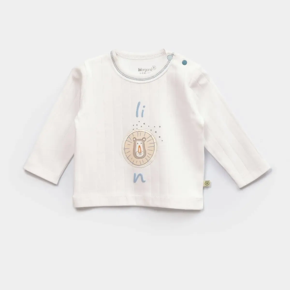 Bibaby Organik Sweatshirt Brave Lion Ekru - Turkuaz