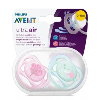 Philips Avent SCF343/20 Ultra Air Silikon Emzik 2li 0-6 Ay Desenli Kız