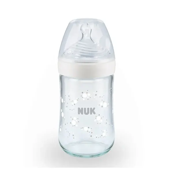 Nuk Nature Sense Isı Göstergeli Cam Biberon 240 ml Beyaz