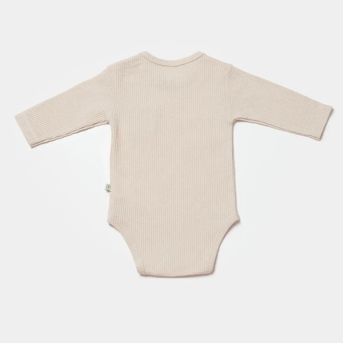 Bibaby Organik Body Uzun Kol Waffle Smile Bej