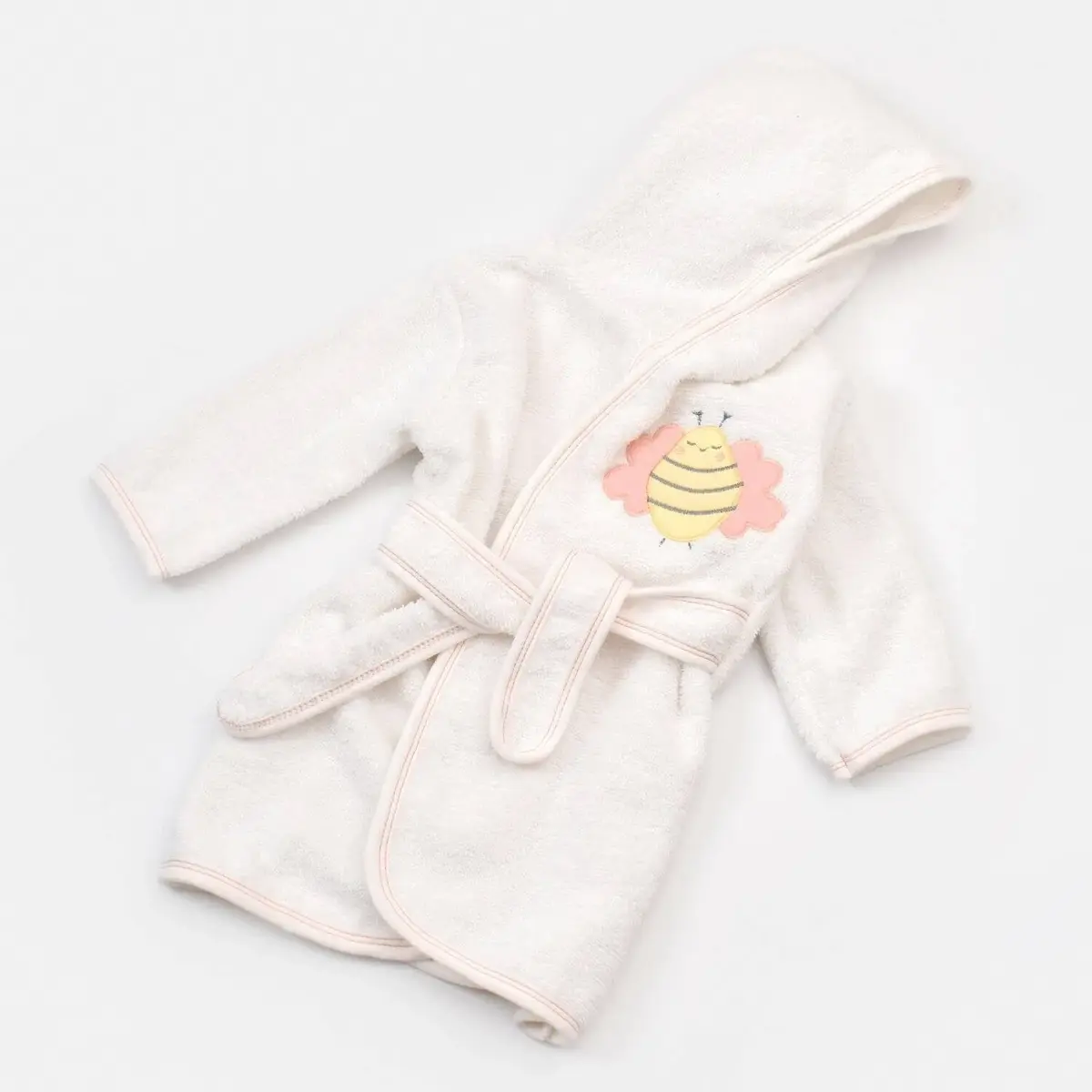 Bibaby Bornoz Terlik Takım Happy Bee Ekru - Pembe