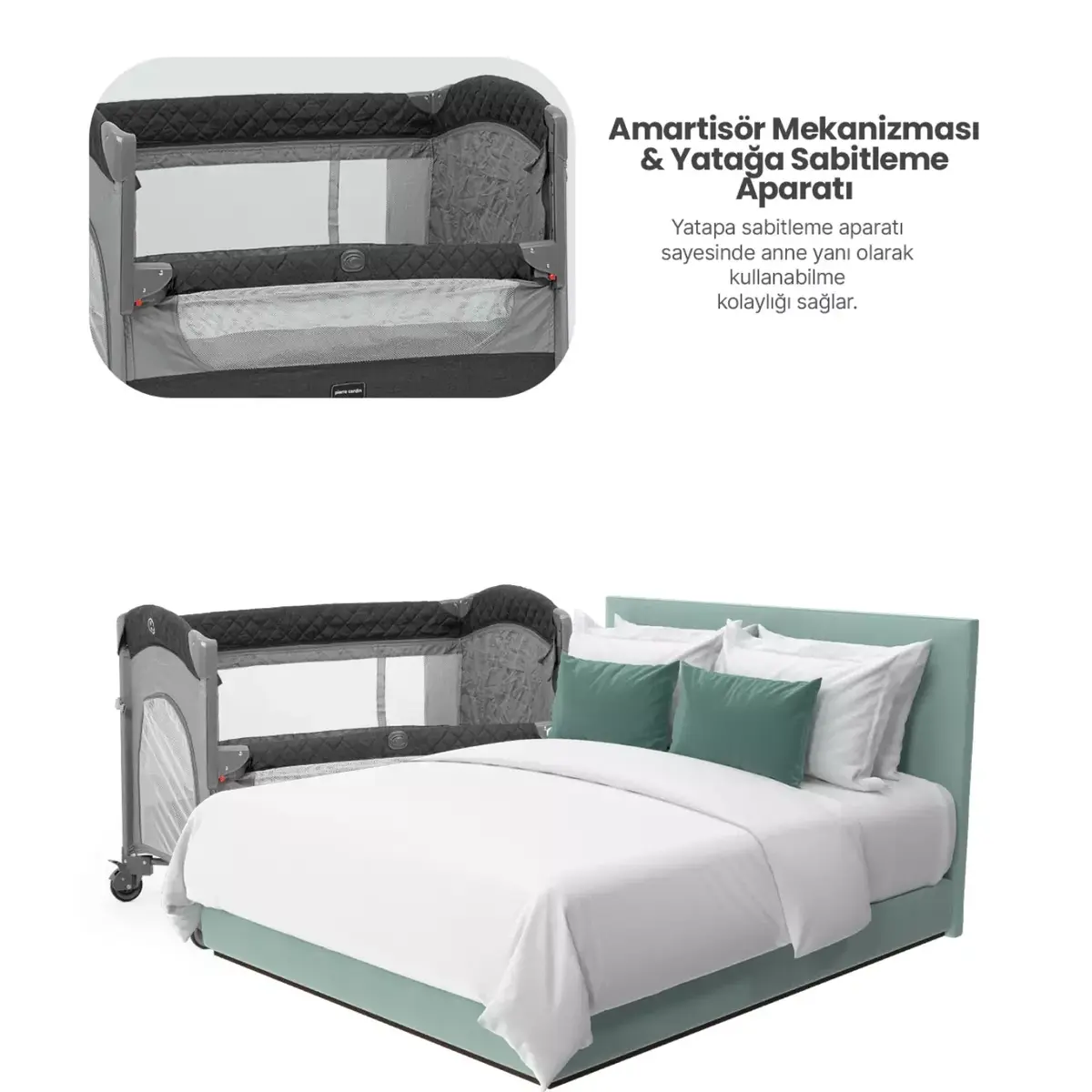 Pierre Cardin Luna Anne Yanı Oyun Parkı 60x100 cm Gri