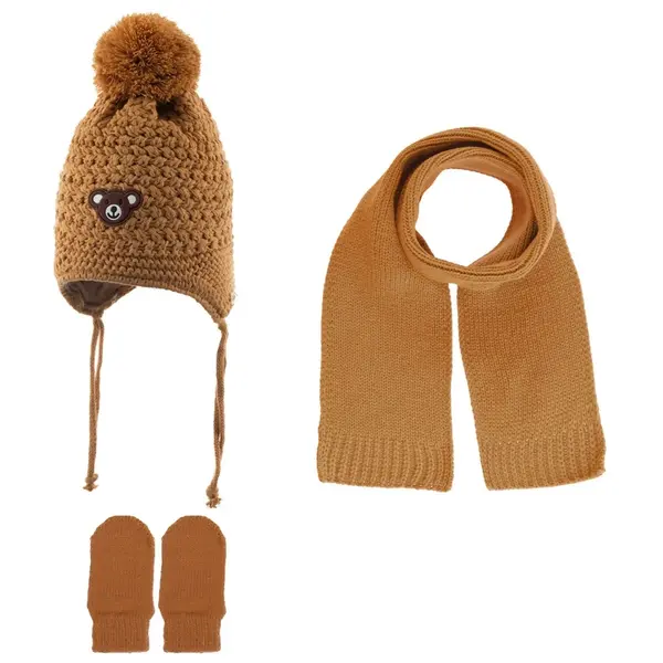 Kitti Eldiven Atkı Bere Takım Camel