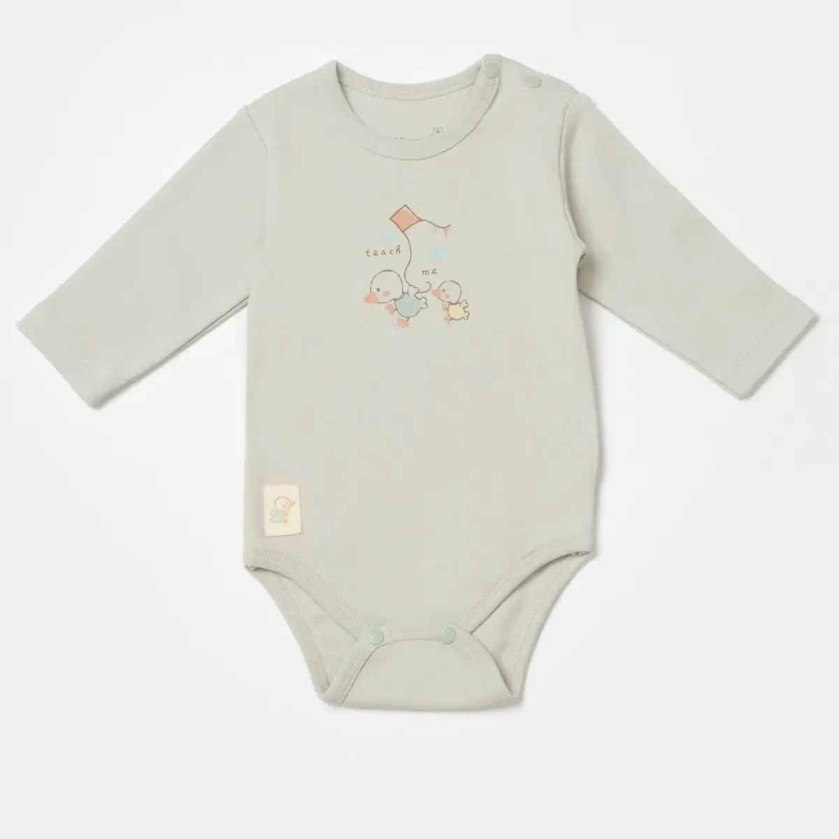 Bibaby Organik Body Uzun Kol Teach Me Kırmızı - Kahverengi - Mint