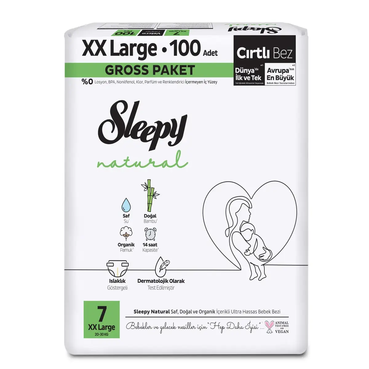 Sleepy Bebek Bezi Natural 7 Numara XXL 100lü Gross Paket