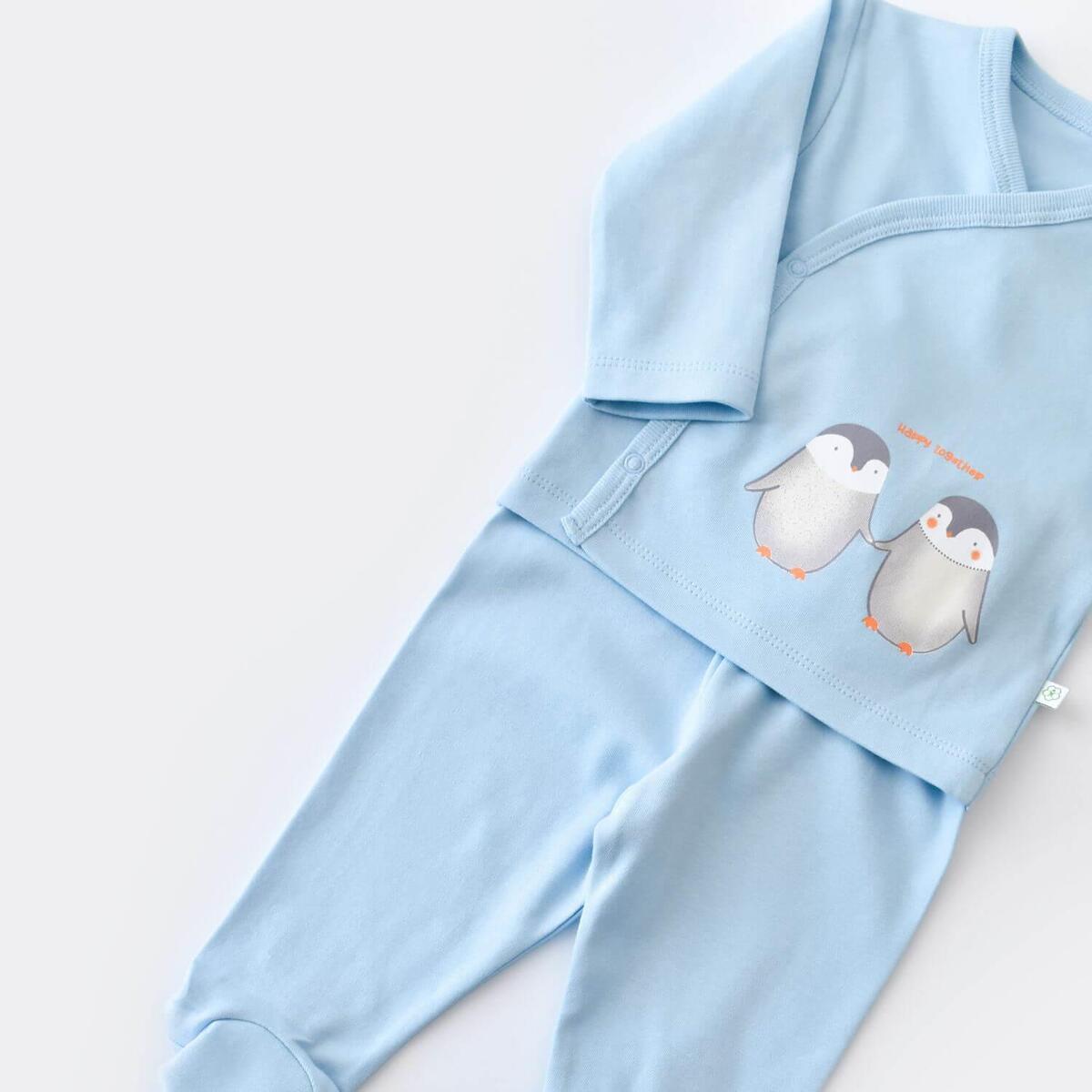 Bibaby Organik Zıbın Takımı 3lü Hello New Penguins Mavi