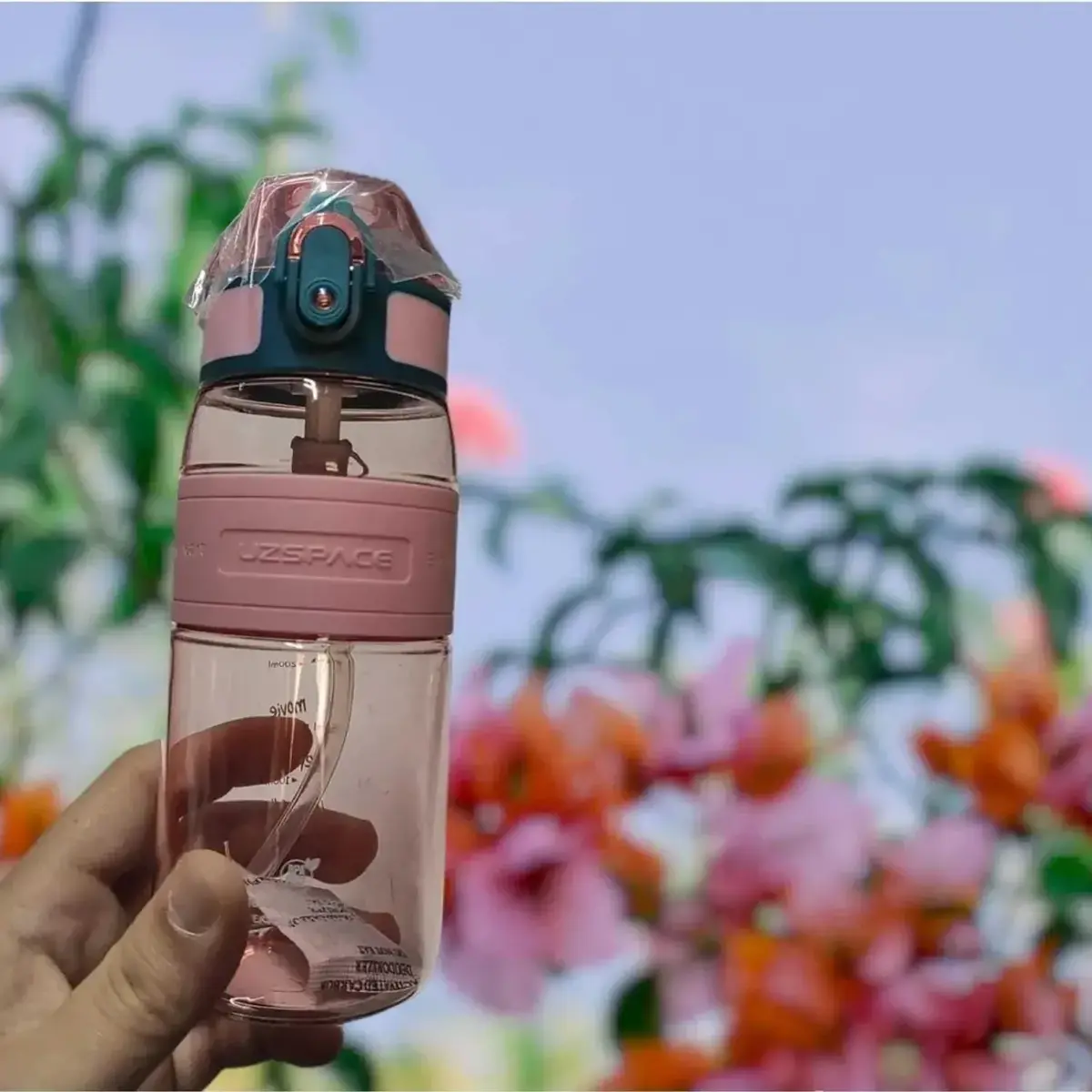 Uzspace Tritan Pipetli Suluk 440 ml Parlak Pembe