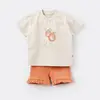 Bibaby Organik 2li Takım Şortlu Summer Fruit Light Cream - Caramel
