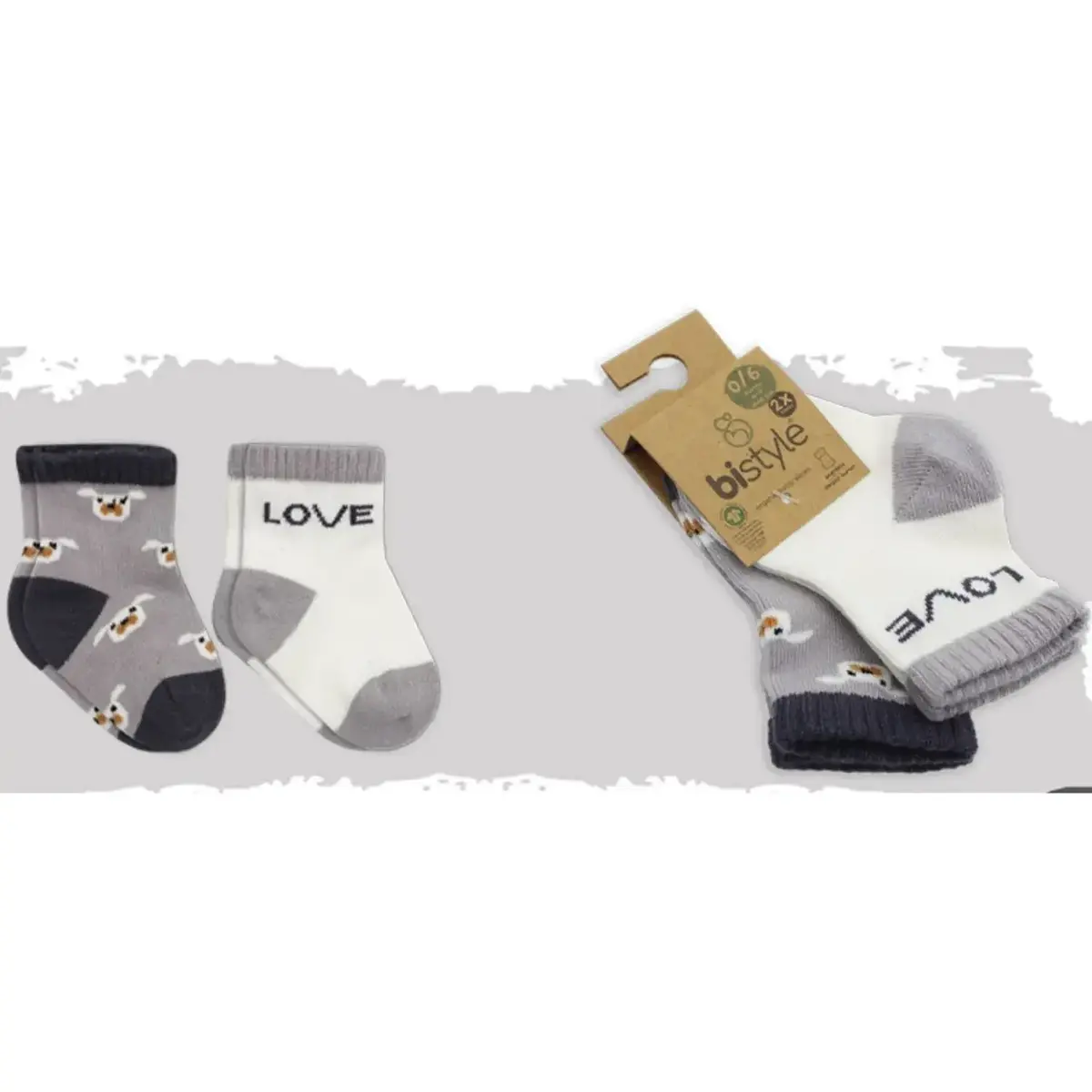 Bistyle Çorap Soket 2li Penye Dog Gri