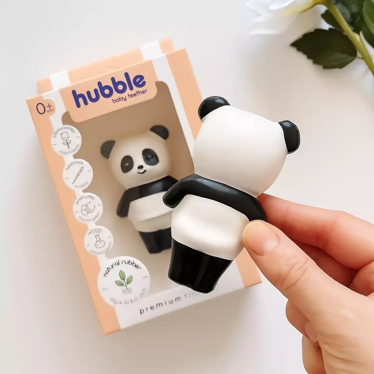 Hubble Doğal Bebek Diş Kaşıyıcı Ve Oyuncağı Panda