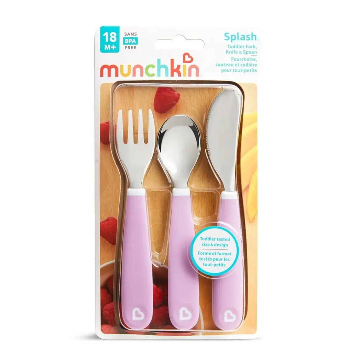 Munchkin Sıçramayı Engelleyici Çocuk Çatal Bıçak Kaşık Seti 18ay+ Pembe