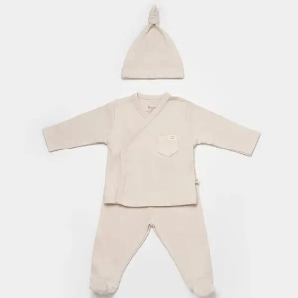 Bibaby Organik Zıbın Takımı 3lü Modal Nature Relax Baby Bej