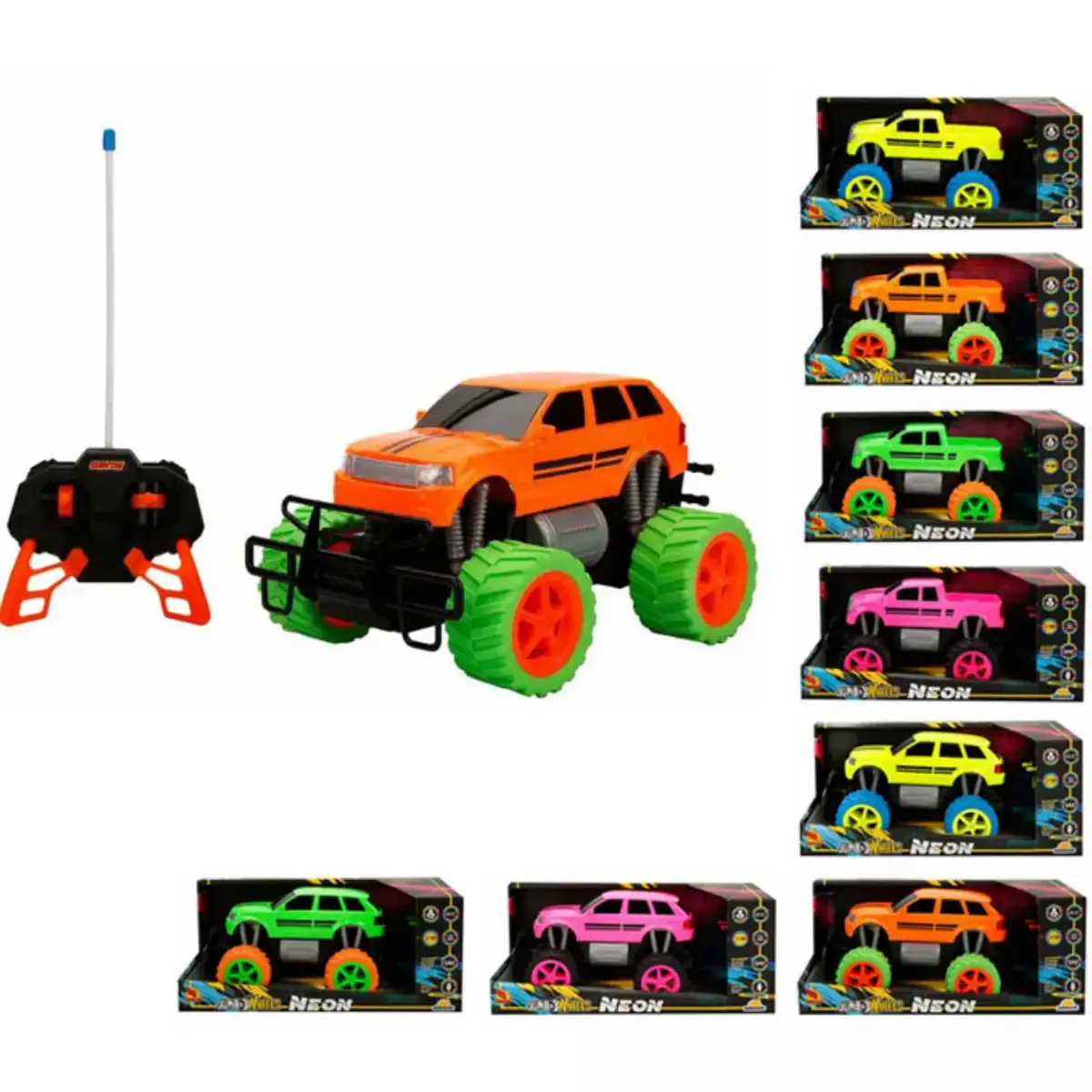 Uzaktan Kumandalı Neon Jumbo Wheels USB Şarjlı Araba 26 cm 1:18 