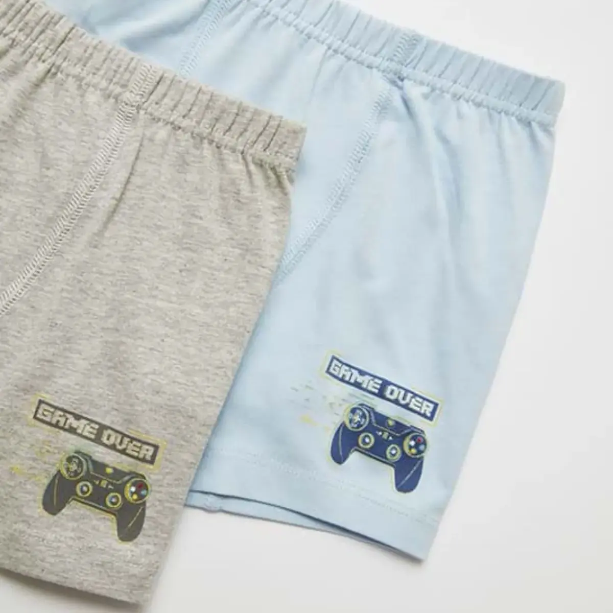 Natuline Organik Boxer Likralı Game Over 2li Mavi - Gri Melanj