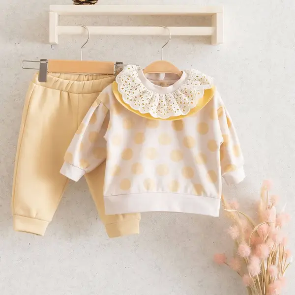 Miomini 2li Takım Yakası Fistolu Puanlı Sarı