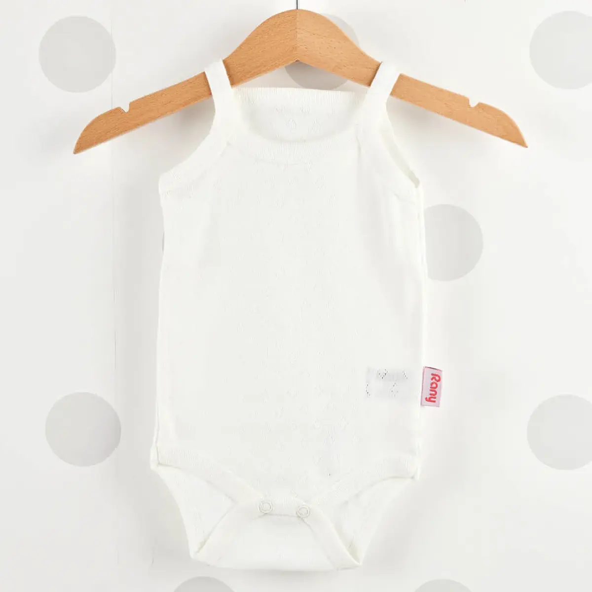 Rany Baby Kids Body İp Askılı Jakarlı Bebek Ekru