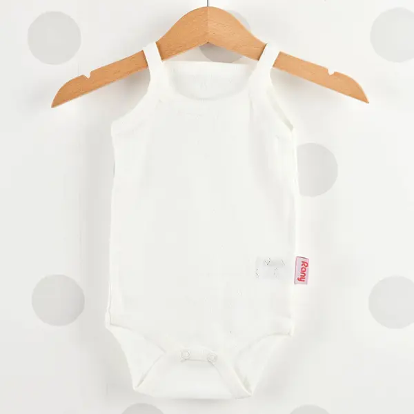 Rany Baby Kids Body İp Askılı Jakarlı Bebek Ekru