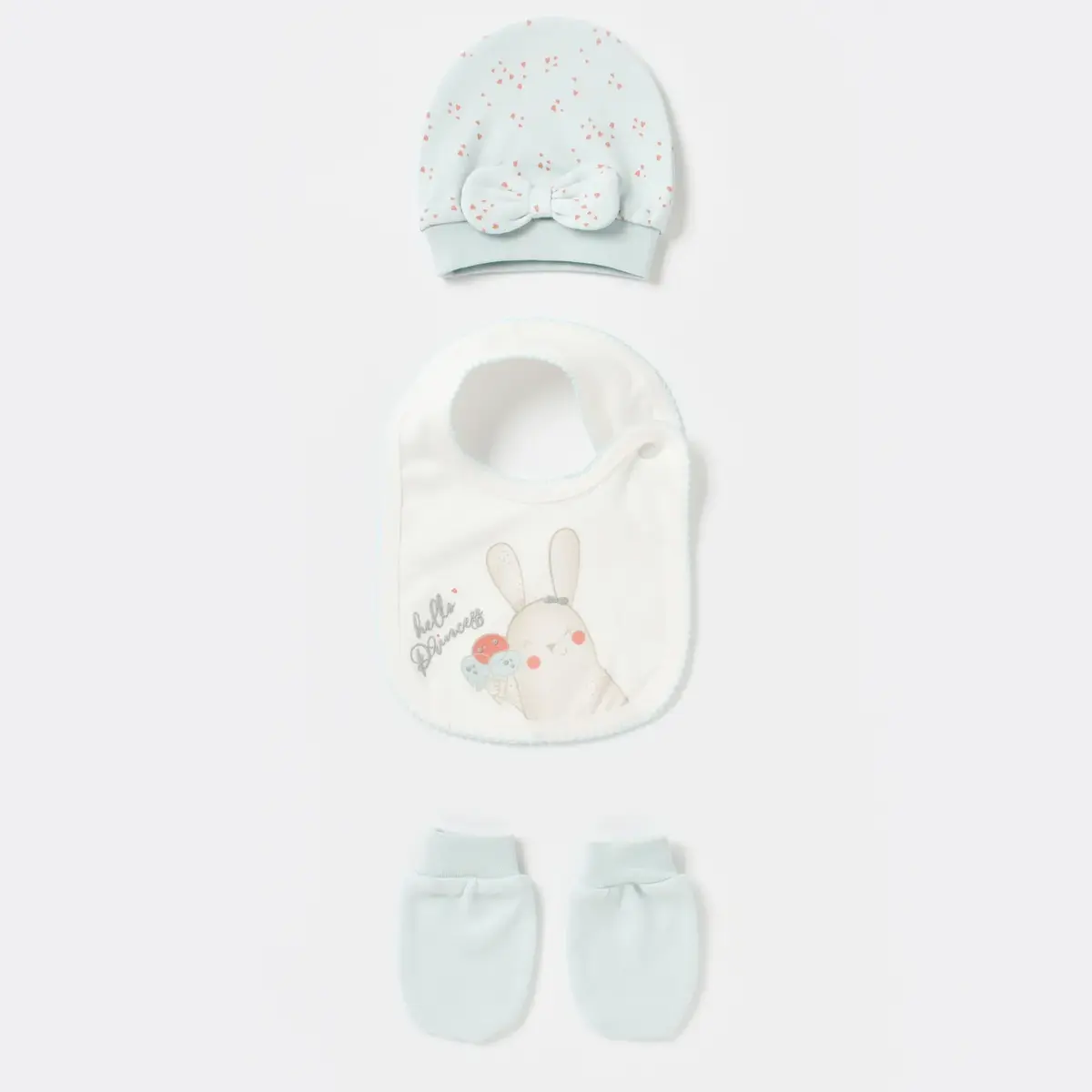 Bibaby Organik Hastane Çıkışı 5li Pretty Ears Bunny Mint - Ekru