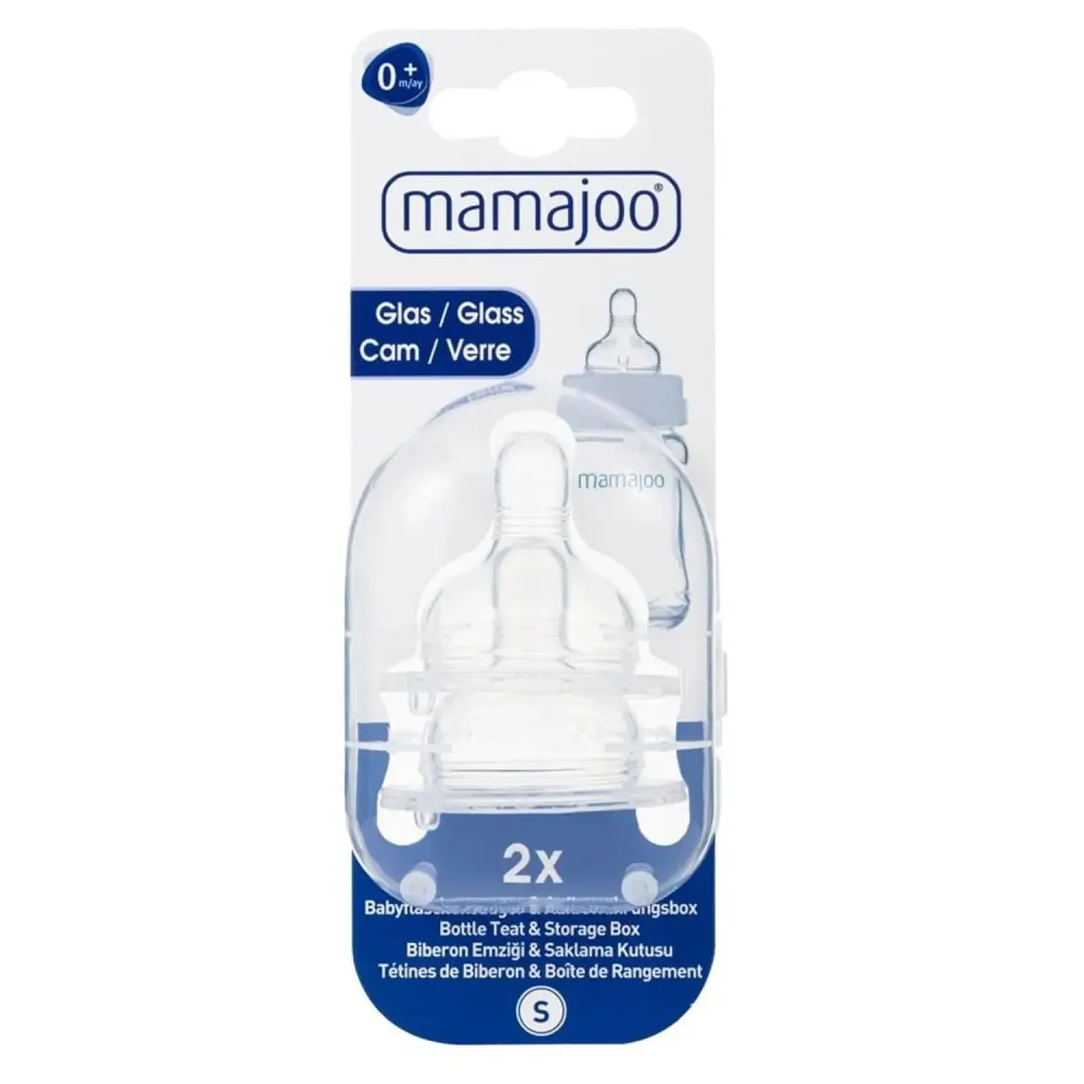Mamajoo Silikon Cam Biberon Emziği 2li 0+ Ay Saklama Kutulu