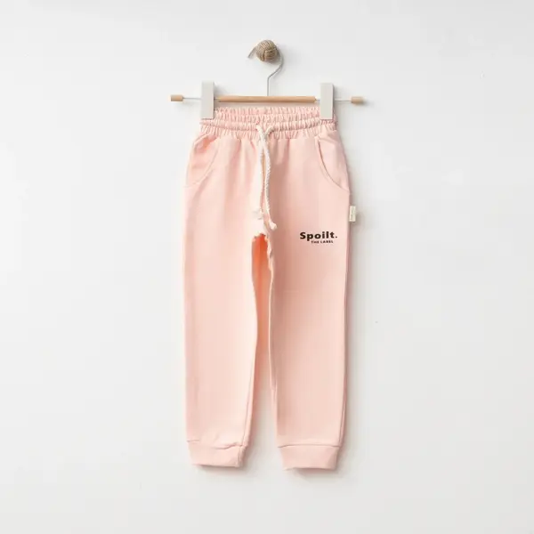 Bebolly Eşofman Altı Spoilt Baskılı Pudra