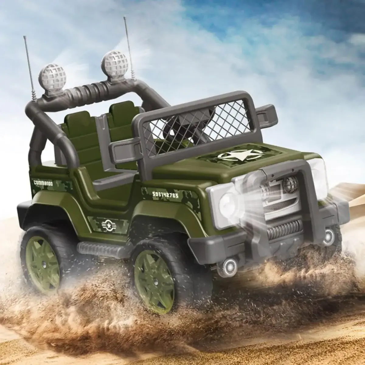 Dolu Commando Akülü Araba Jeep Uzaktan Kumandalı Yeşil 12 Volt