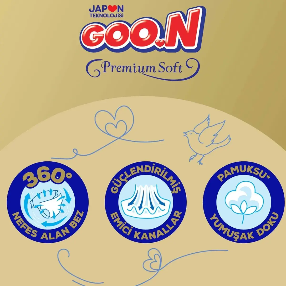 Goon Premium Bebek Bezi 4 Beden 9-14 Kg 64lü Fırsat Paket