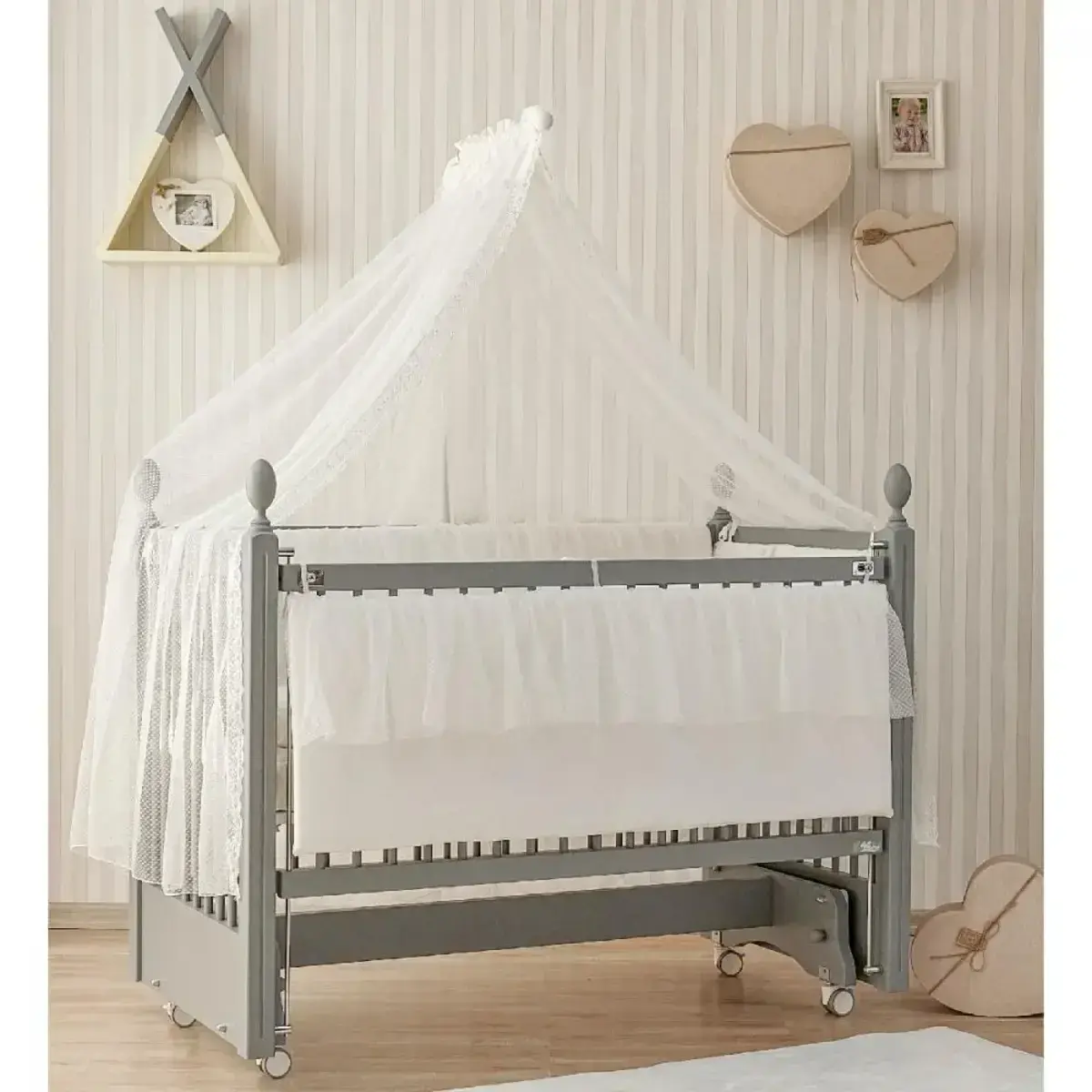 Meltem Kids Kral Beşik 60x120 cm Gri -  Gri