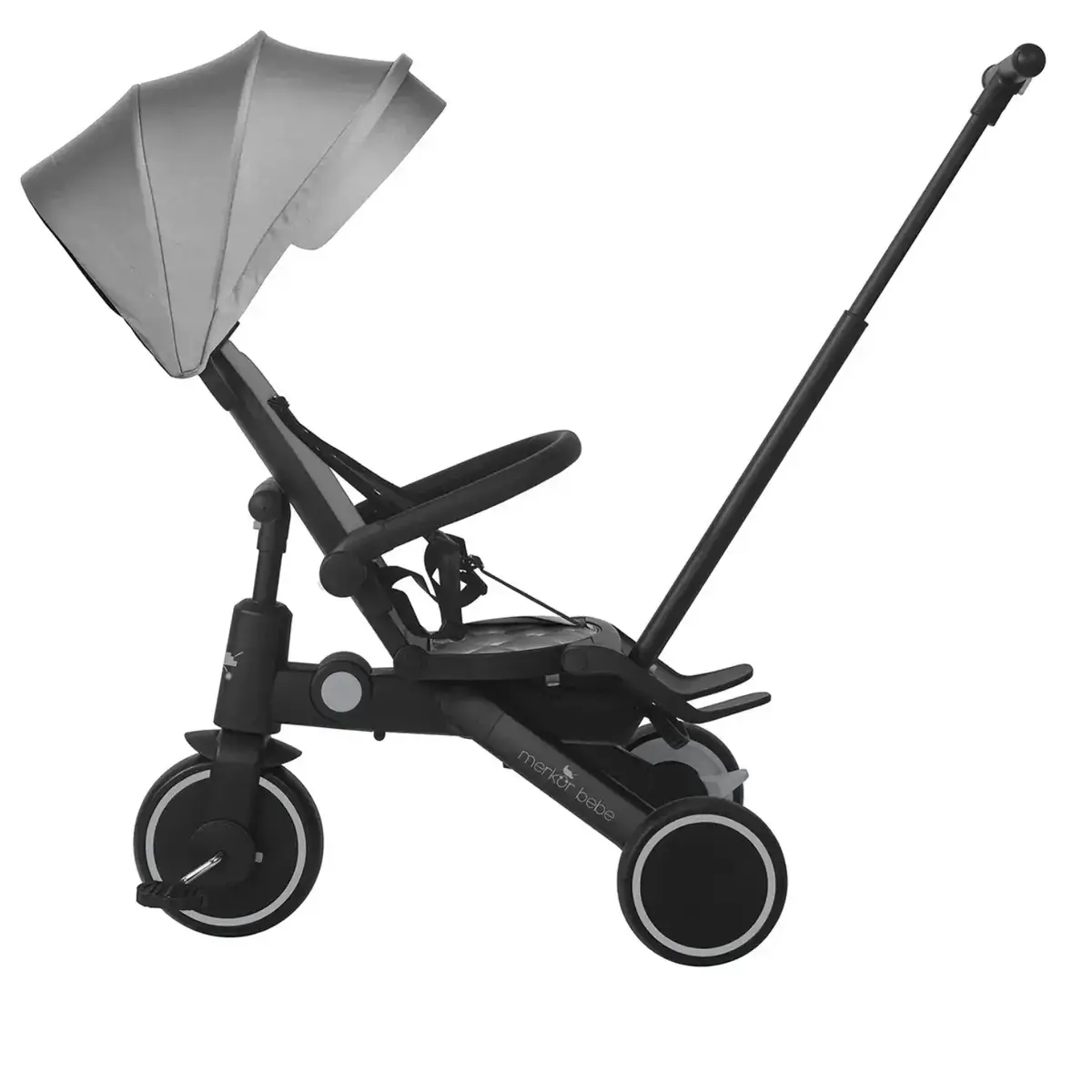 Merkür Bebe 9in1 Hawk Üç Tekerlekli Bebek ve Çocuk Bisikleti Gri