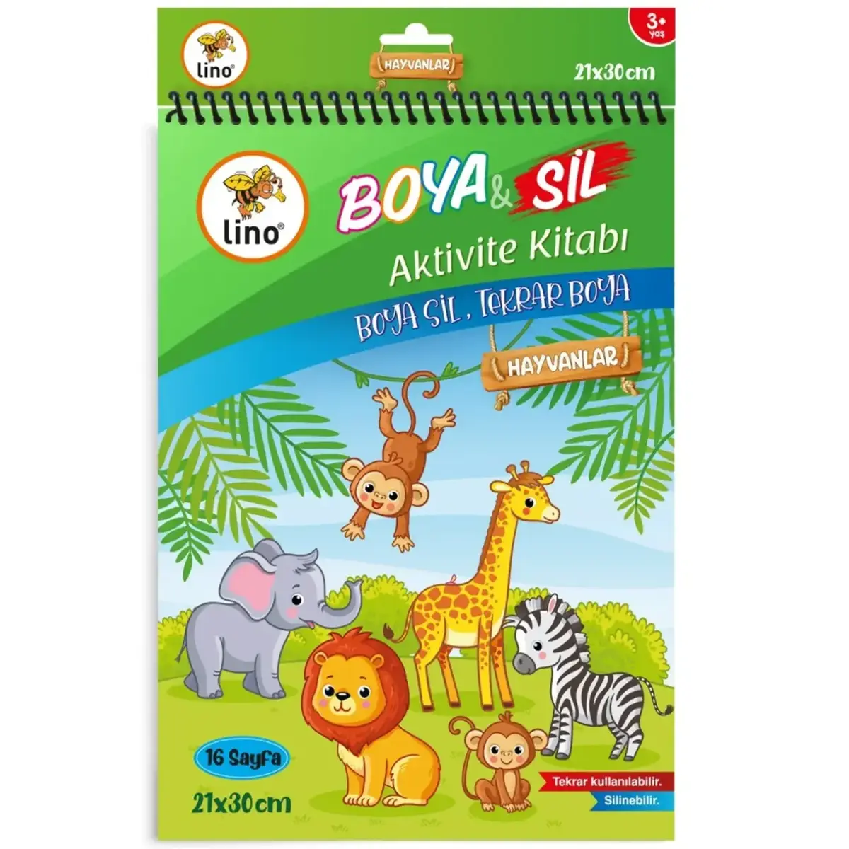 Lino Boya Sil Aktivite Boyama Kitabı Hayvanlar (Silinebilir)