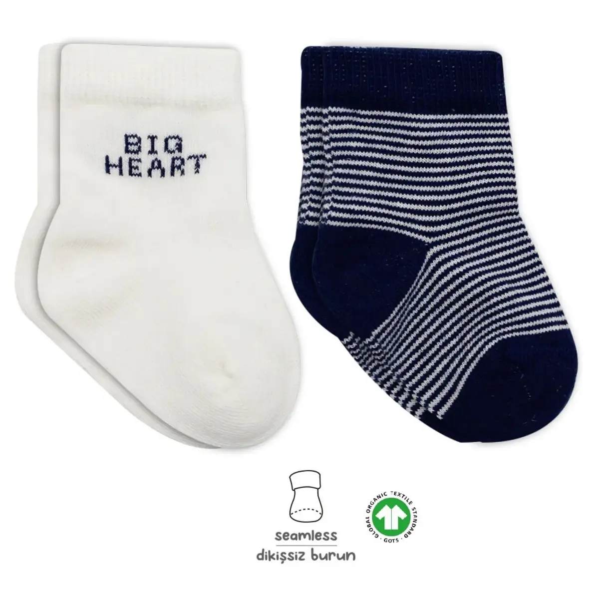 Bibaby Çorap Soket 2li Penye Big Heart Bistyle Lacivert