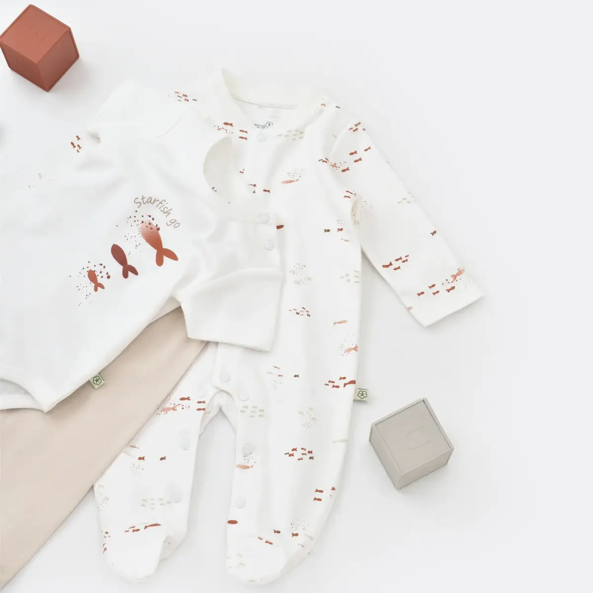 Bibaby Organik Tulum Takımı Tüllü Magic Starfish Latte