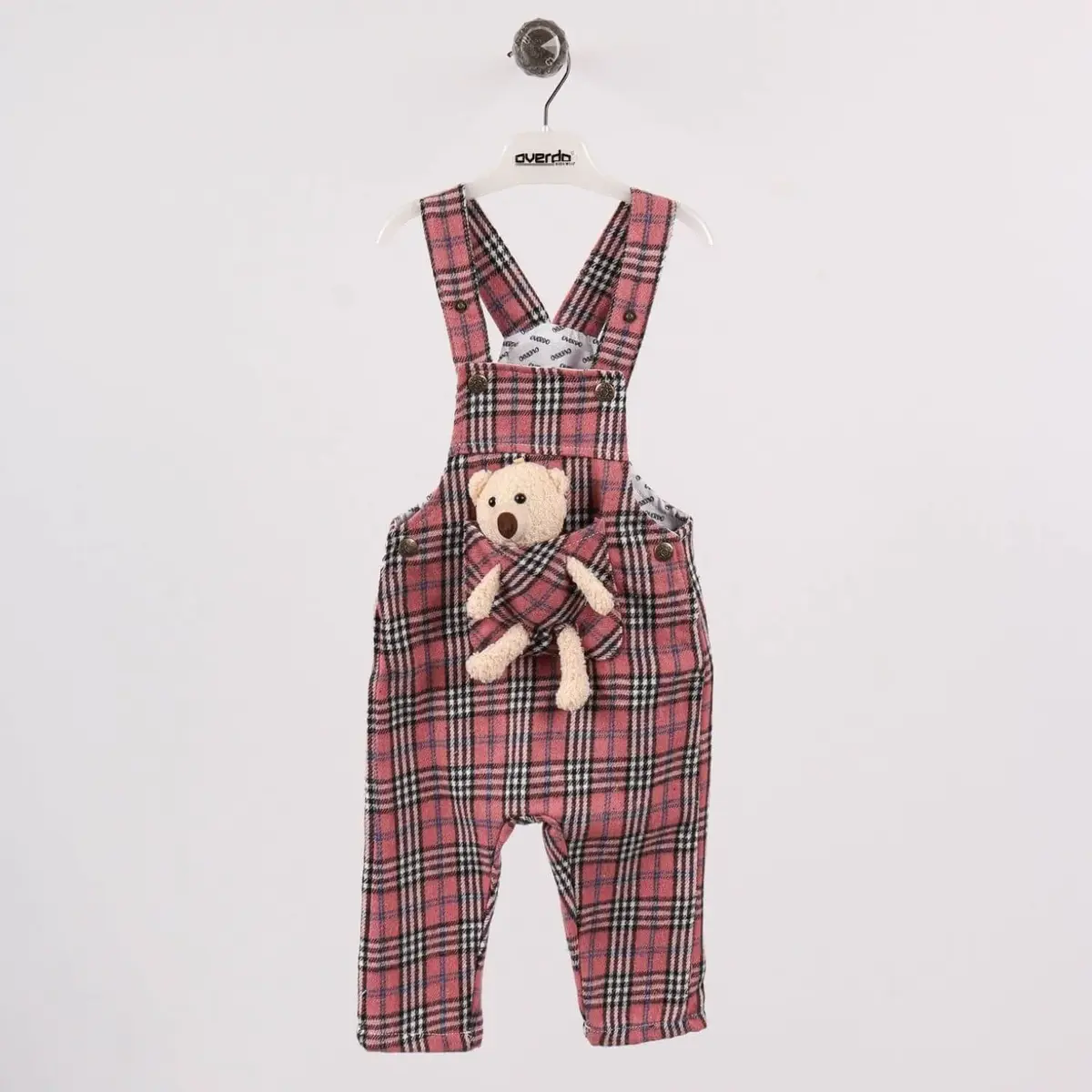 Overdo Salopet Ayıcıklı EkoseO Pembe Overdo Salopet Ayıcıklı EkoseO Pembe