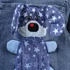 Overdo Ceket Köpek Nakışlı Kot Mavi Denim