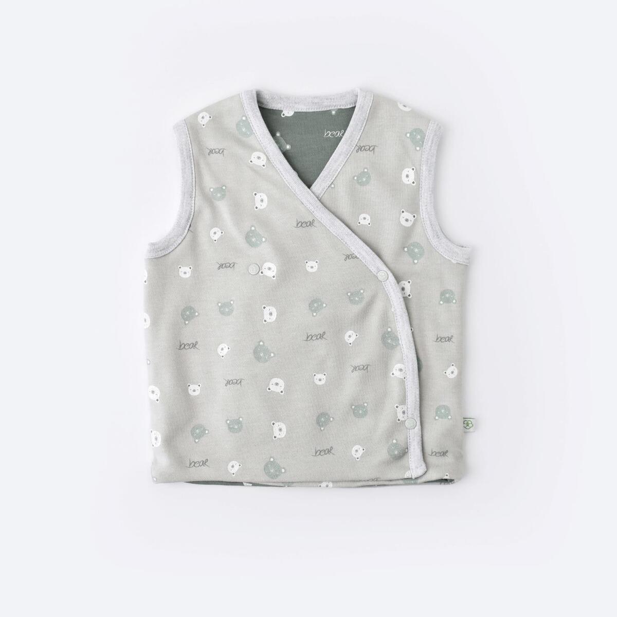 Bibaby Organik Yelek Çift Taraflı Hug Me Bear Yeşil