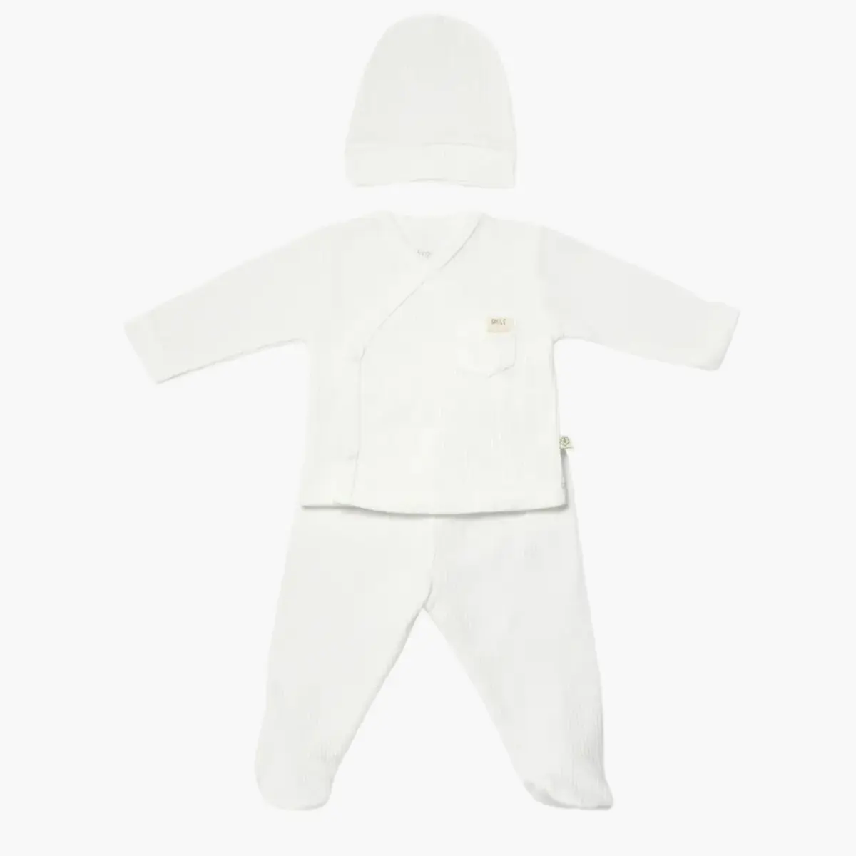 Bibaby Organik Zıbın Takımı 3lü Waffle Smile  Ekru Bibaby Organik Zıbın Takımı 3lü Waffle Smile  Ekru