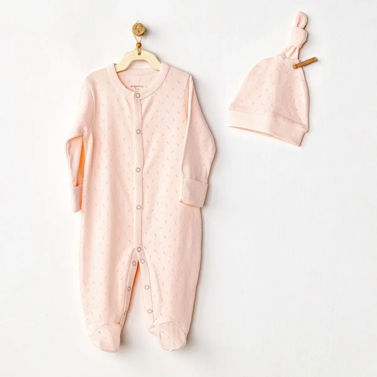 Andy Wawa Tulum Şapka Takımı Jacquard Basic Pembe Andy Wawa Tulum Şapka Takımı Jacquard Basic Pembe