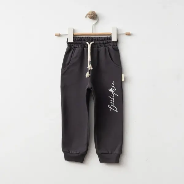 Bebolly Eşofman Altı Littlimu Baskılı Füme