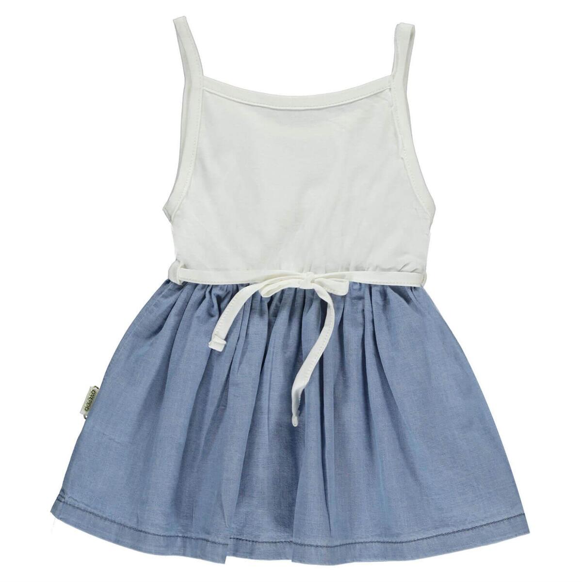 Overdo Elbise Tavşan Nakışlı Kot Beyaz