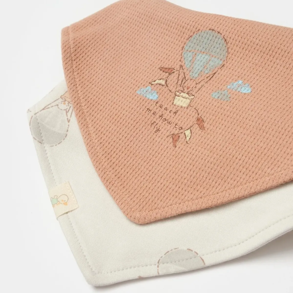 Bibaby Organik Önlük 2li Teach Me Kırmızı - Kahverengi - Mint